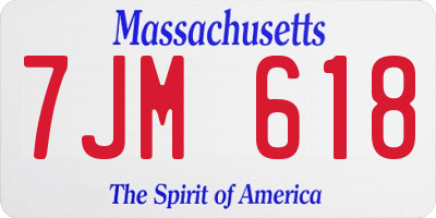 MA license plate 7JM618