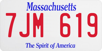 MA license plate 7JM619