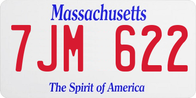 MA license plate 7JM622