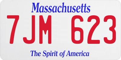 MA license plate 7JM623