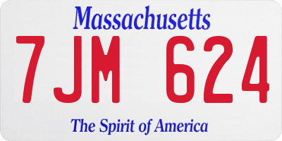 MA license plate 7JM624