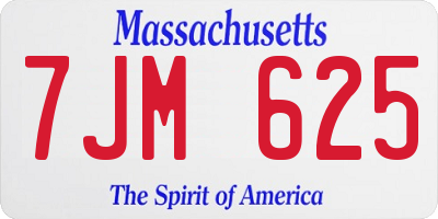 MA license plate 7JM625