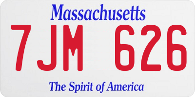 MA license plate 7JM626