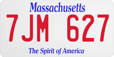 MA license plate 7JM627