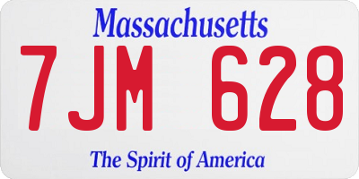 MA license plate 7JM628