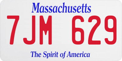 MA license plate 7JM629