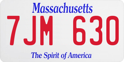 MA license plate 7JM630
