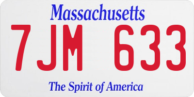 MA license plate 7JM633