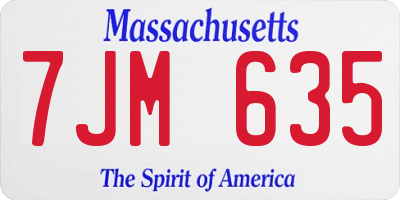 MA license plate 7JM635