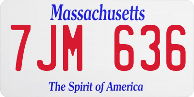 MA license plate 7JM636
