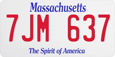 MA license plate 7JM637