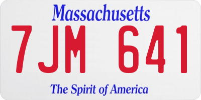 MA license plate 7JM641