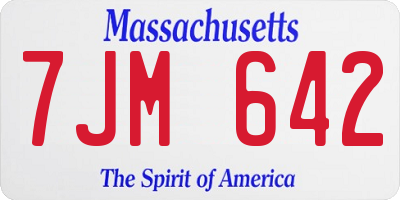 MA license plate 7JM642