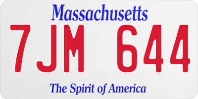 MA license plate 7JM644