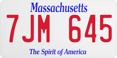 MA license plate 7JM645