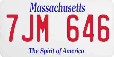 MA license plate 7JM646
