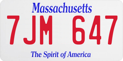 MA license plate 7JM647