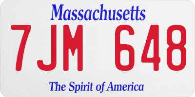 MA license plate 7JM648