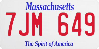 MA license plate 7JM649