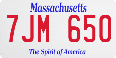 MA license plate 7JM650
