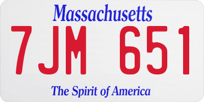 MA license plate 7JM651