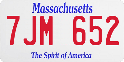 MA license plate 7JM652