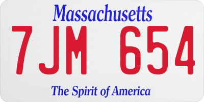MA license plate 7JM654