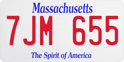 MA license plate 7JM655