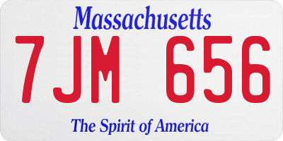 MA license plate 7JM656