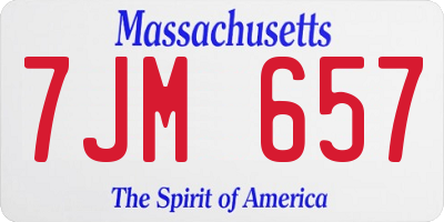 MA license plate 7JM657