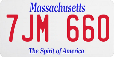 MA license plate 7JM660