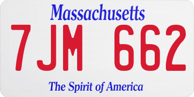 MA license plate 7JM662