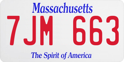 MA license plate 7JM663
