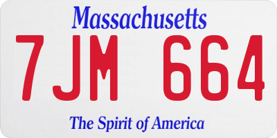 MA license plate 7JM664