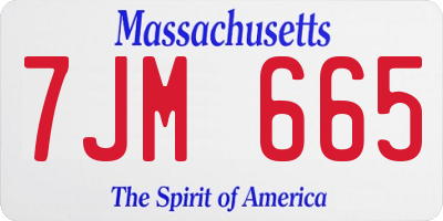 MA license plate 7JM665