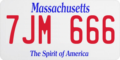 MA license plate 7JM666