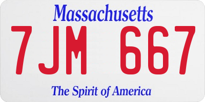 MA license plate 7JM667