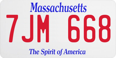 MA license plate 7JM668