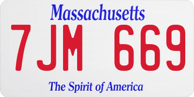 MA license plate 7JM669