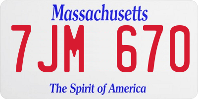 MA license plate 7JM670