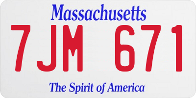 MA license plate 7JM671