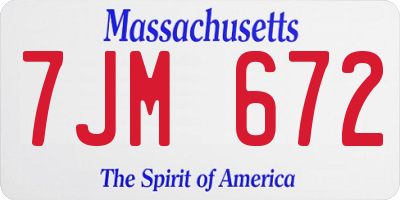 MA license plate 7JM672