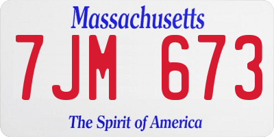 MA license plate 7JM673