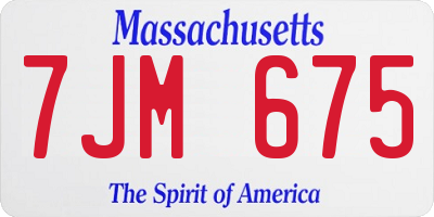 MA license plate 7JM675