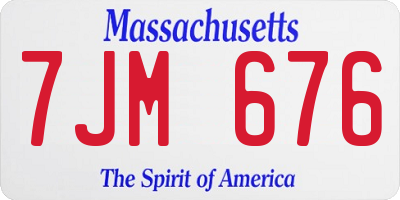 MA license plate 7JM676
