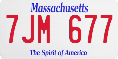 MA license plate 7JM677