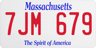 MA license plate 7JM679