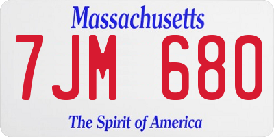 MA license plate 7JM680