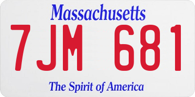 MA license plate 7JM681