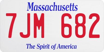 MA license plate 7JM682